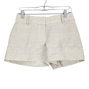 LOFT Shorts Women's 00 Low Rise Coin‎ Pocket Monochrome Geometric Print Ivory